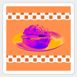 Pineapple Bun - Funky Hong Kong Street Food - Pop Art Neon Purple with Bright Orange Sticker